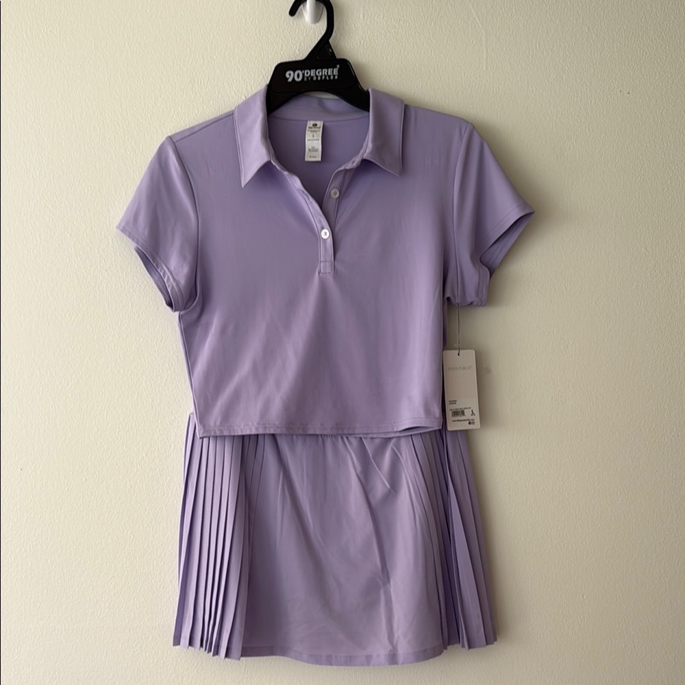 Lavender Pleated Polo Dress